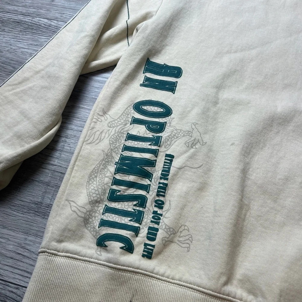 Unbranded‎ Dragon Graphic Sweatshirt Unisex L Cream An Optimistic Streetwear
